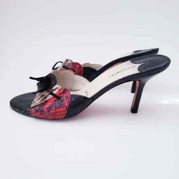 Vintage Amalfi Snakeprint Leather Slip-on Heels - Picture 2 of 14